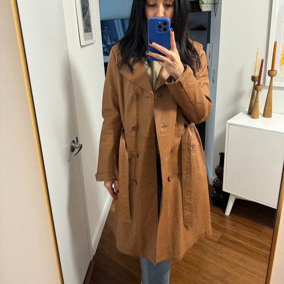 Vintage Leather Trench Coat - Picture 2 of 6